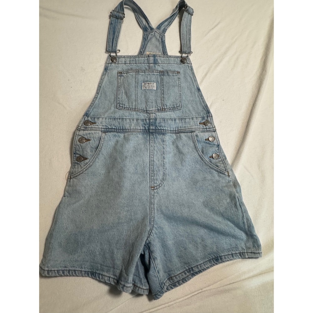 Levis Light Wash Denim Shortalls Overalls Women Relaxed Fit Two Horse Brand